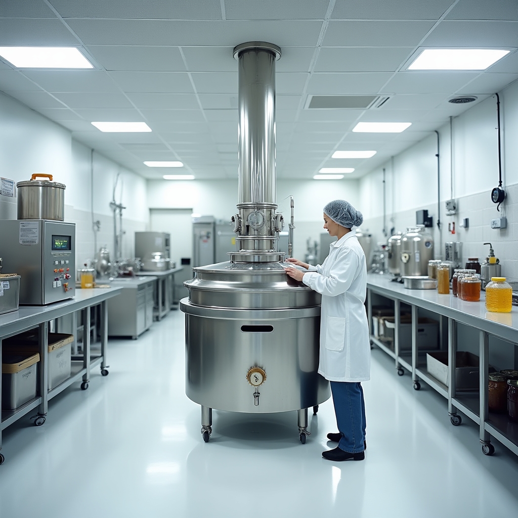 Laboratorio di smielatura professionale con centrifuga e attrezzature igieniche